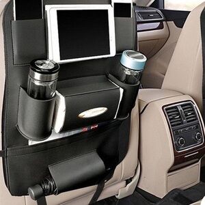 Luxe faux  leather car sit back organizer
